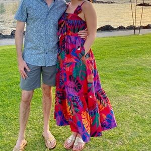 FARM Rio macaw bow top Tropical Midi Dress